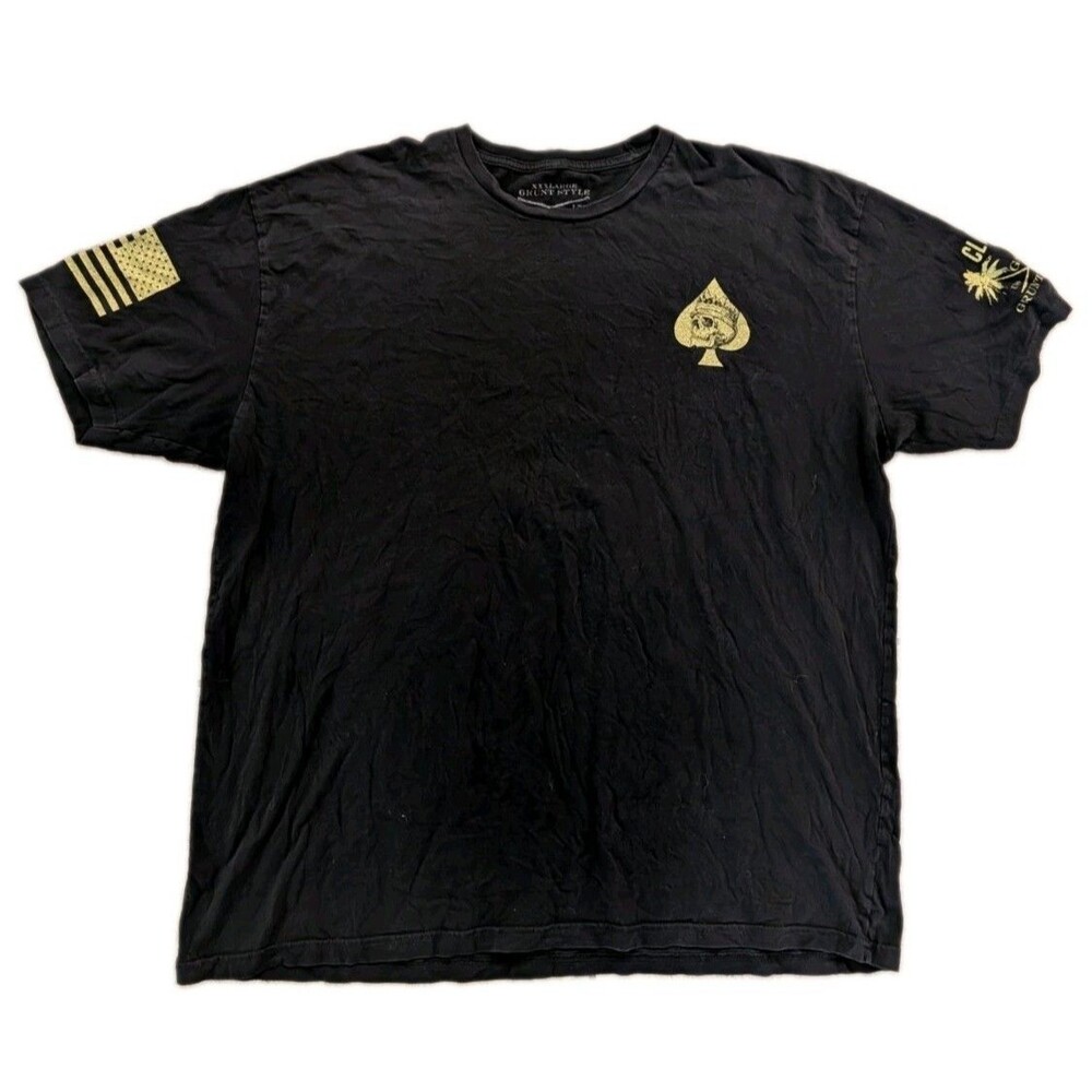 Grunt Style Hail To The King Shirt Mens 3XL Skull Ace Spades USA Flag Black